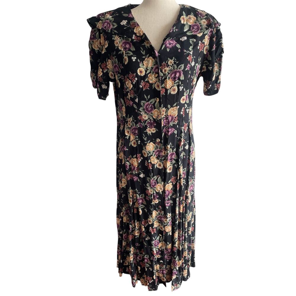 Maggie Lawrence Vintage Rayon Floral Dress Sz 10